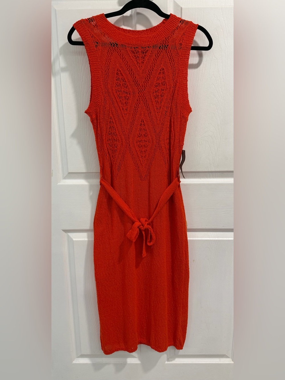NY&Co Eva Mendes Collection Scarlet Orange Slub Knit Sleeveless Maxi Dress Sz MP